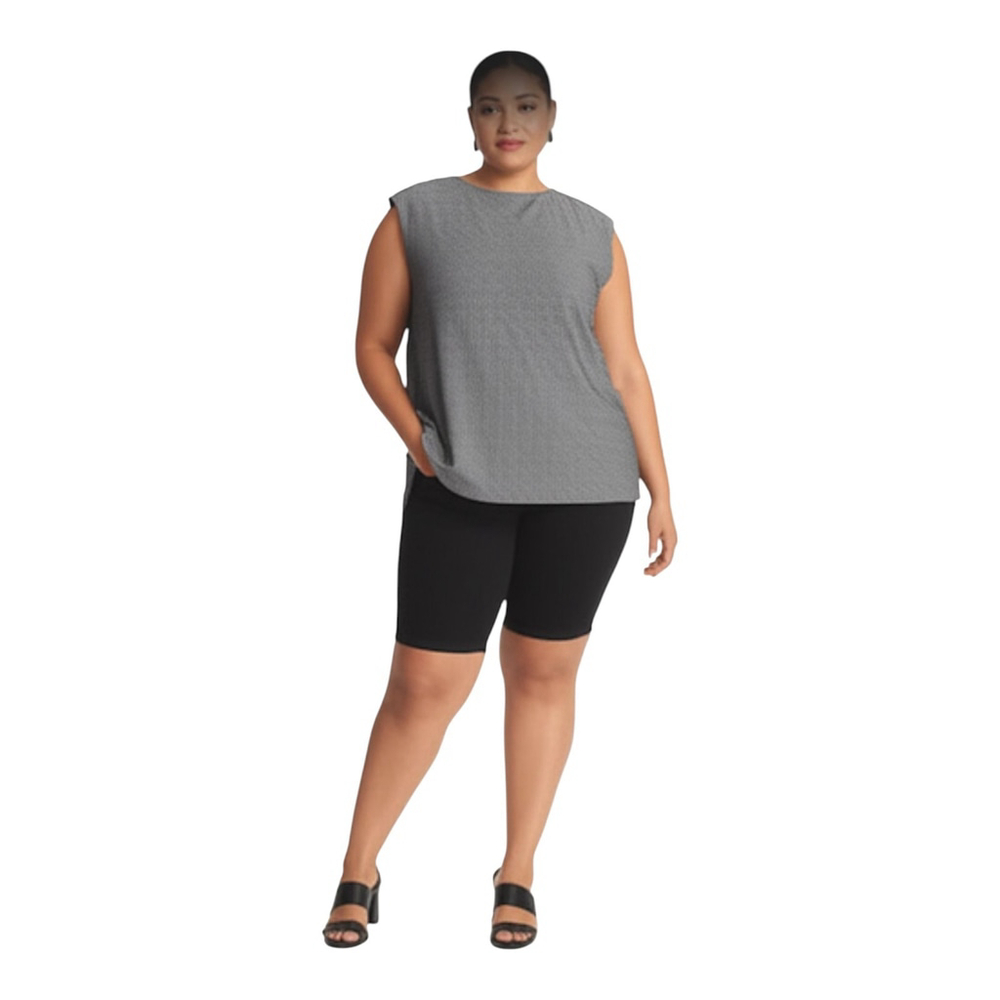 Talbots Sleeveless Black & White Houndstooth Sleeveless Top Stretchy Size 2X